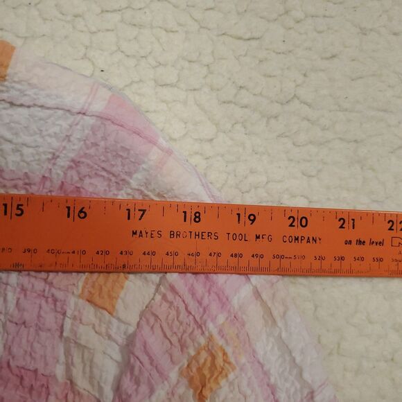 Rebecca Malone Pink Seersucker Top Button Blouse Size 1X Roll Tab Sleeves - Picture 6 of 10